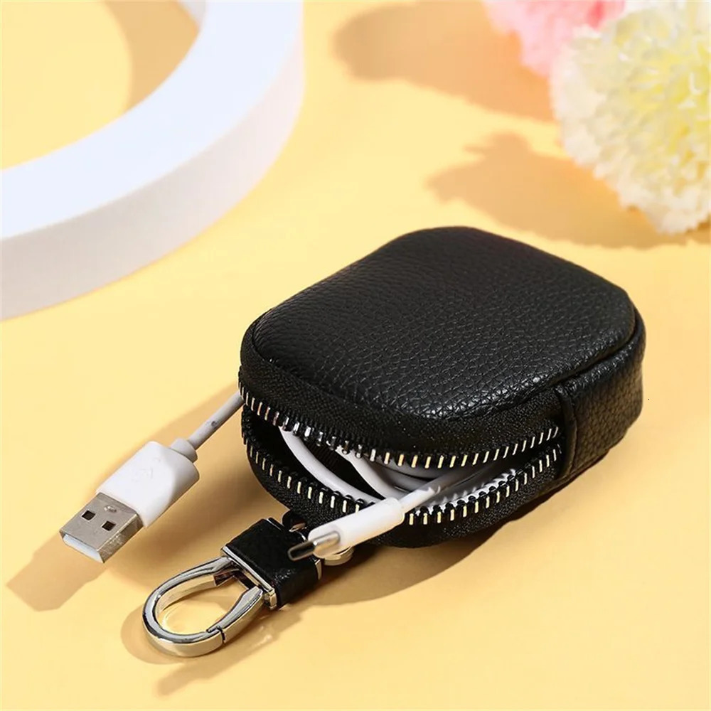 Womens Mini Coin Purse with Key Ring Key Bag Multi-function Storage Bags PU Leather Zipper Change Bag Wallet Earphone Pouch 250311