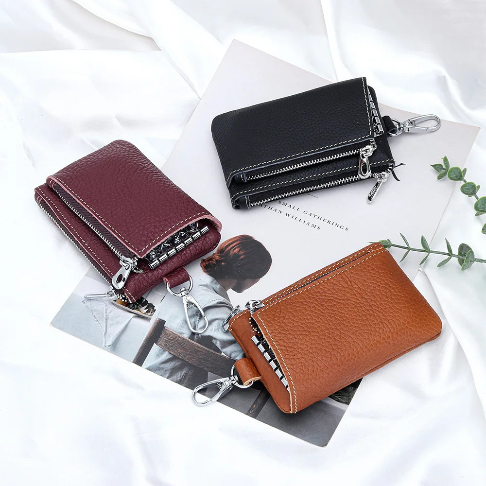 Key Holder Genuine Leather Unisex Key Wallets Organizer Bag Housekeeper Door Keychain Organizers Leather 250311