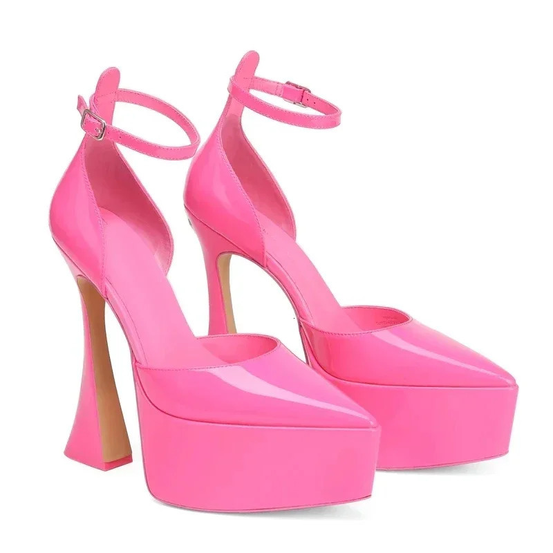 Spring/Summer Womens 15cm Thick High Heel Sandals Platform Pointed Banquet Wedding Womens Large Single Shoes 250310