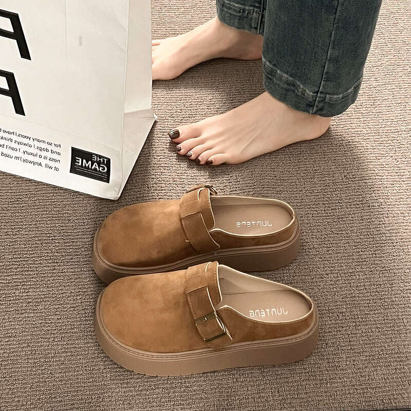 Baotou Half for Women Outwear 2025 Spring Summer New Thick Bottom Height Increasing Slippers