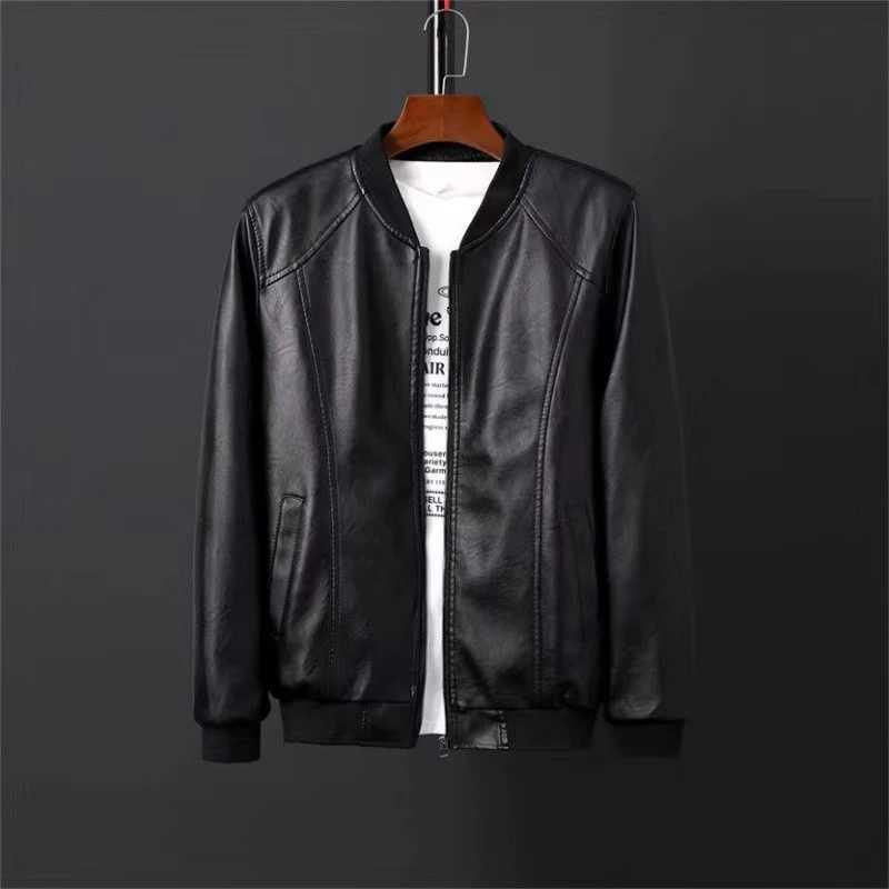 Autumn Winter Loose Casual Black PU Leather Coat Male Long Sleeve Fashion Zipper Outwear Top Hombre All-match Cardigans JacketT250311