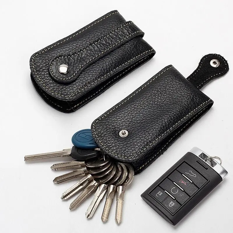 Genuine Leather Keychain Smart Key Holder Car Key Wallet Organizer Car Key Storage Bag Housekeeper Bag Covers Hasp Key Case 250311