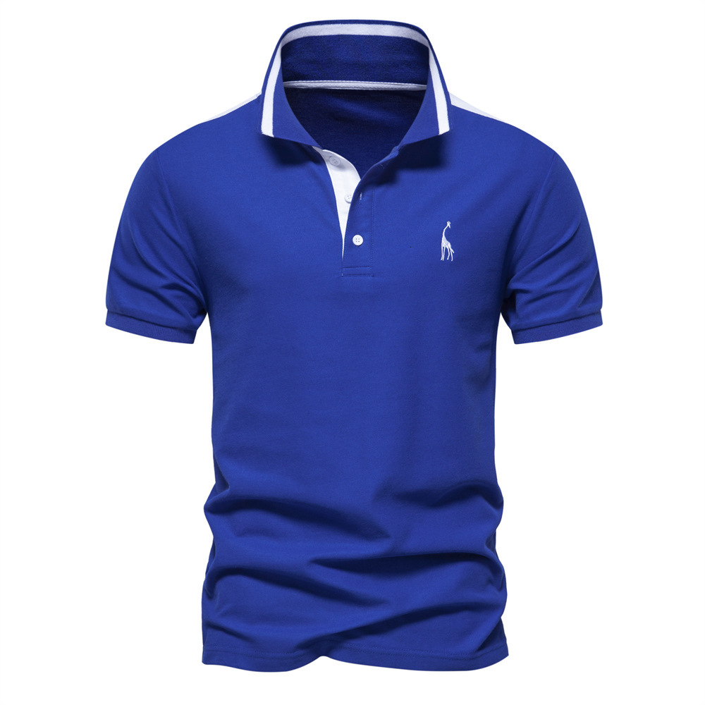 2025 New European Polo Collar Panel Golf t shirt Men's Contrast Embroidery Short Sleeve tracksuit