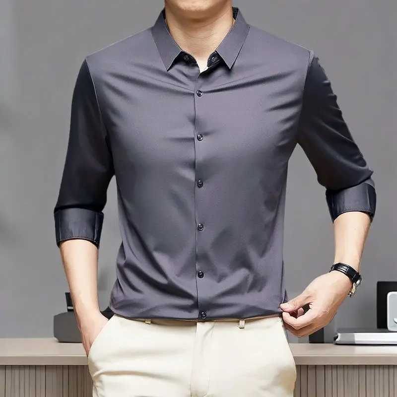 Mens spring summer autumn and winter collar solid color button long sleeved cardigan casual formal retro top W250312