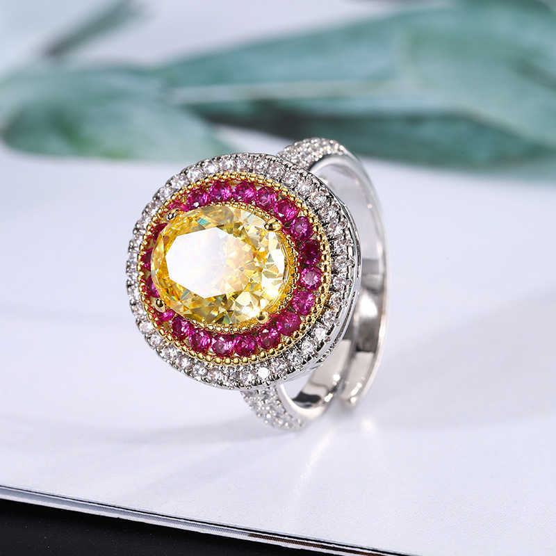 2024 New Zhuangsheng High Carbon Diamond Ice Flower Cut Yellow Diamond Temperament Set 8 * 10-6- * 8 W250312