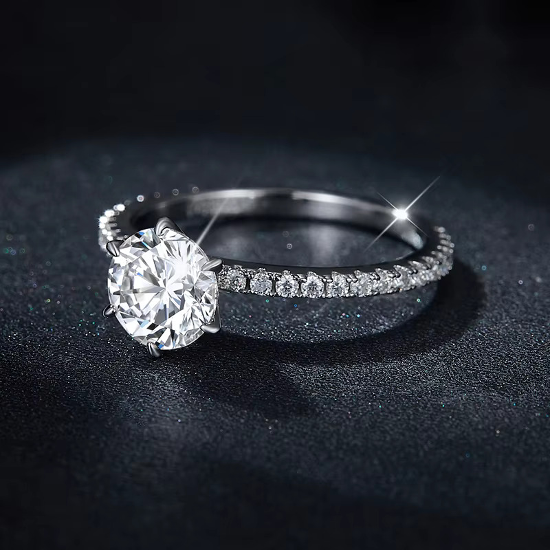 Wedding Moissanite Ring 925 Sterling Silver Moissanite Jewelry 1CT 6.5mm D White Moissanite Bridal Ring Sets