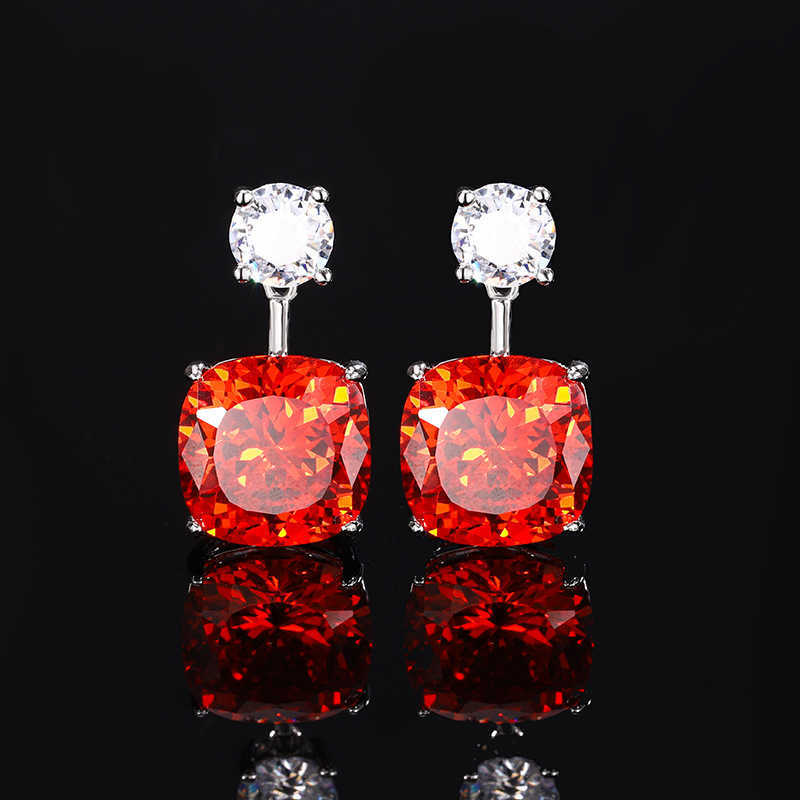 Zhuang Shengsheng Copper Bottom Gold Plated Simulated Birds Nest Cut Orange Red Temperament Set Main Stone 2 * 12 W250312