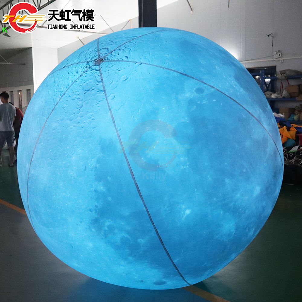 6m dia (20ft) with blower Giant Inflatable Moon Balloon Lighting Inflatable Earth Planet Balloon Advertising for Festival Decoration