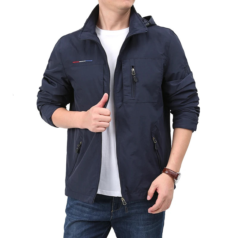 autumn mens windproof jacket waterproof military hooded casual 250312