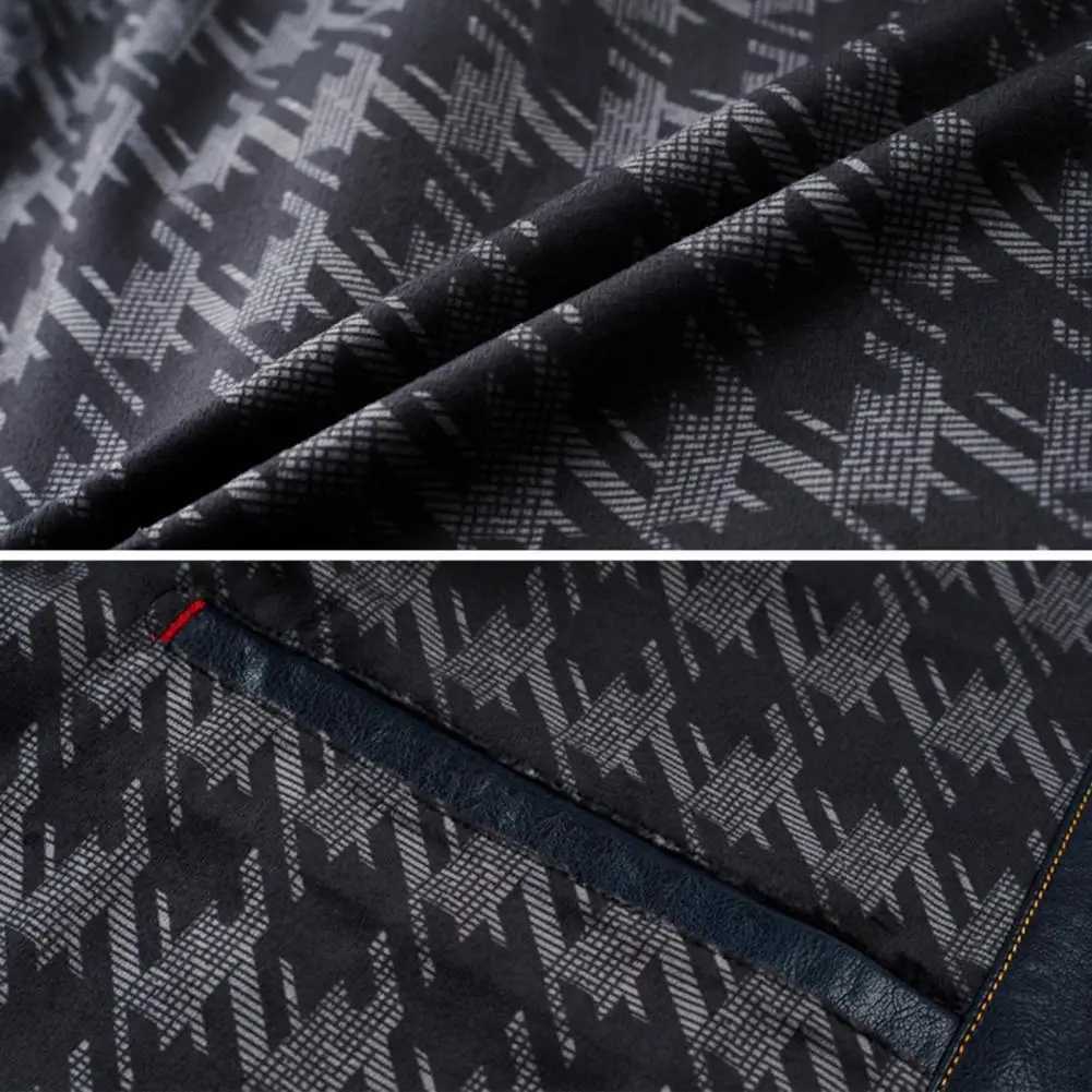 Men Jacket Lapel Long Sleeve Zipper Placket Regular Fit Coat Solid Color Short Style Faux Leather Jacket Casual Street OutwearT250311