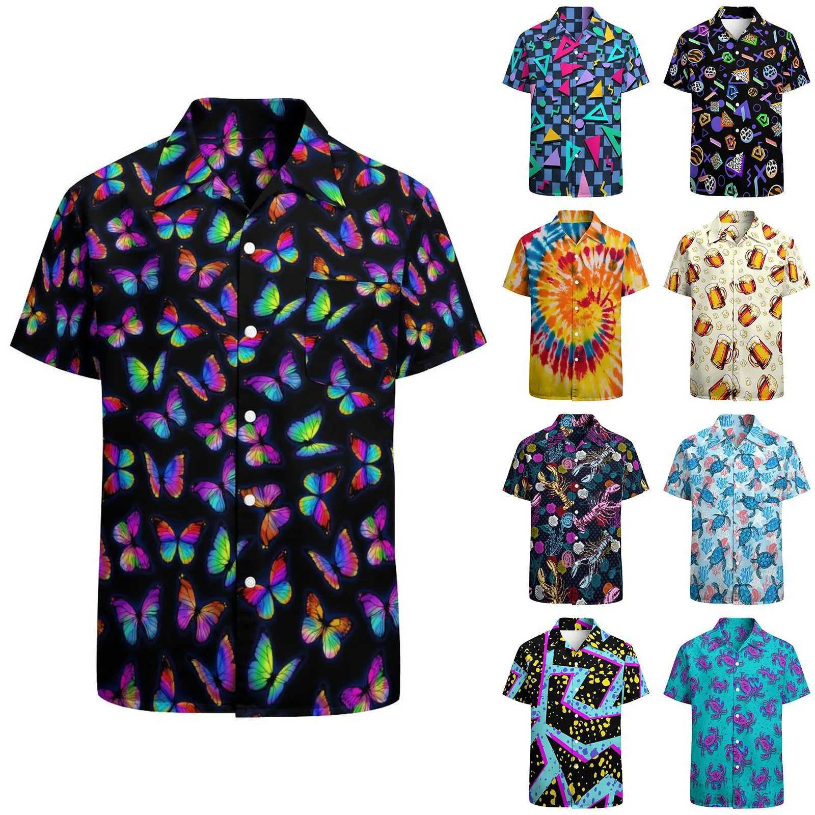 Interesting turtle mens Hawaiian shirt casual button down shirt summer short sleeved shirt 2024 new fashion shirt mens brand clothing W250312