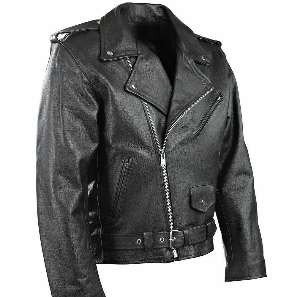 Men PU Leather Jacket Motorcycle Fashion Slim Fit Leather CoatT250311