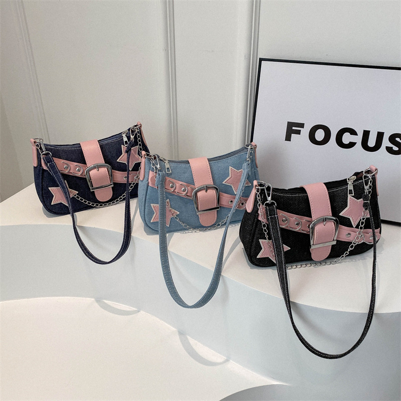 2025 Celebrity New Fashion Designer Personalized Saddle Bag Women s Handbag Casual Cowboy Chain Shoulder Underarm Bag Casual Wallet Makeup Storage Bag