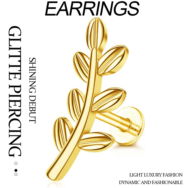 TUPMI G23 Titanium Cartilage Earrings for Women 16G Pure Titanium Flat Back Stud for Sensitive Ear 14K Gold Cartilage Opal CZ Earrings Internally Thre