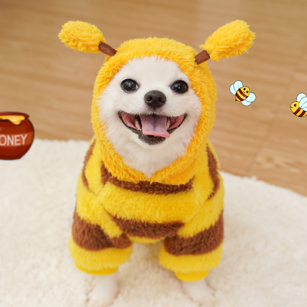 Stylish and Cozy Bee Print Pet Apparel for Dogs and Cats - Ideal for Cold Weather