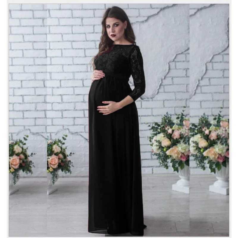 Pregnant Mother Dress Maternity Photography Props Women Pregnancy Clothes Lace Dress For Pregnant Photo Shoot ClothingT250311