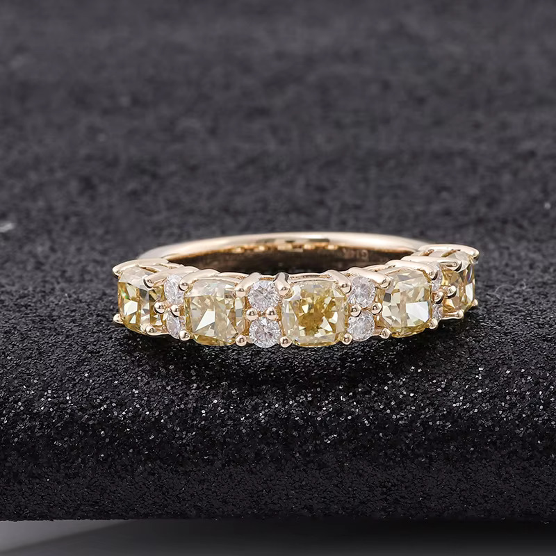 Moissanite Ring 14K Yellow Gold Classic Style Customizable Fine Jewelry Wedding Anniversary Gift