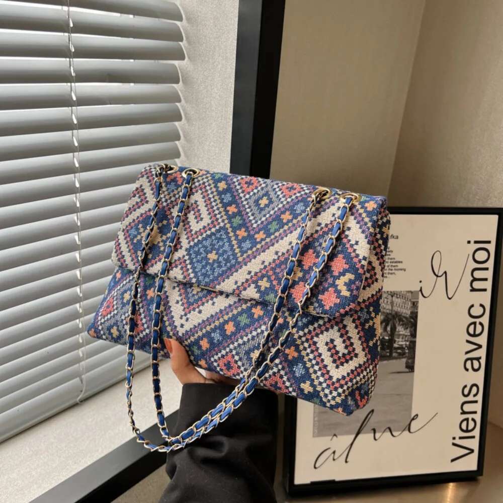 Canvas Bohemian Large Capacity Chain Shoulder Strap Crossbody Bag Women Handbag Travel