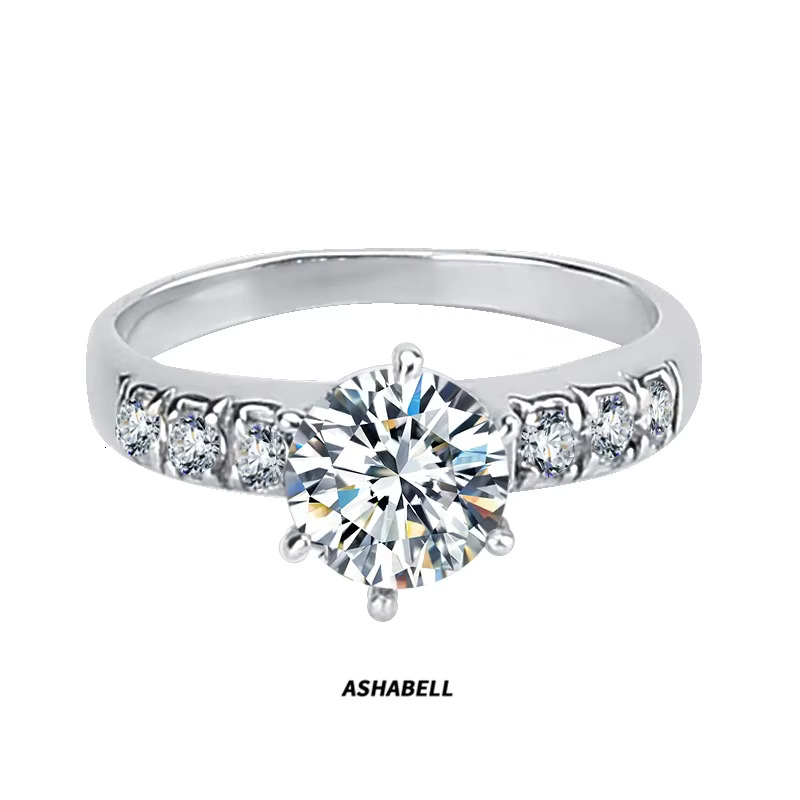 18K Moissanite Diamond Ring Wedding Ring Anniversary Engagement Ring Silver Plated Fashion Womens Sterling Silver Round GRA