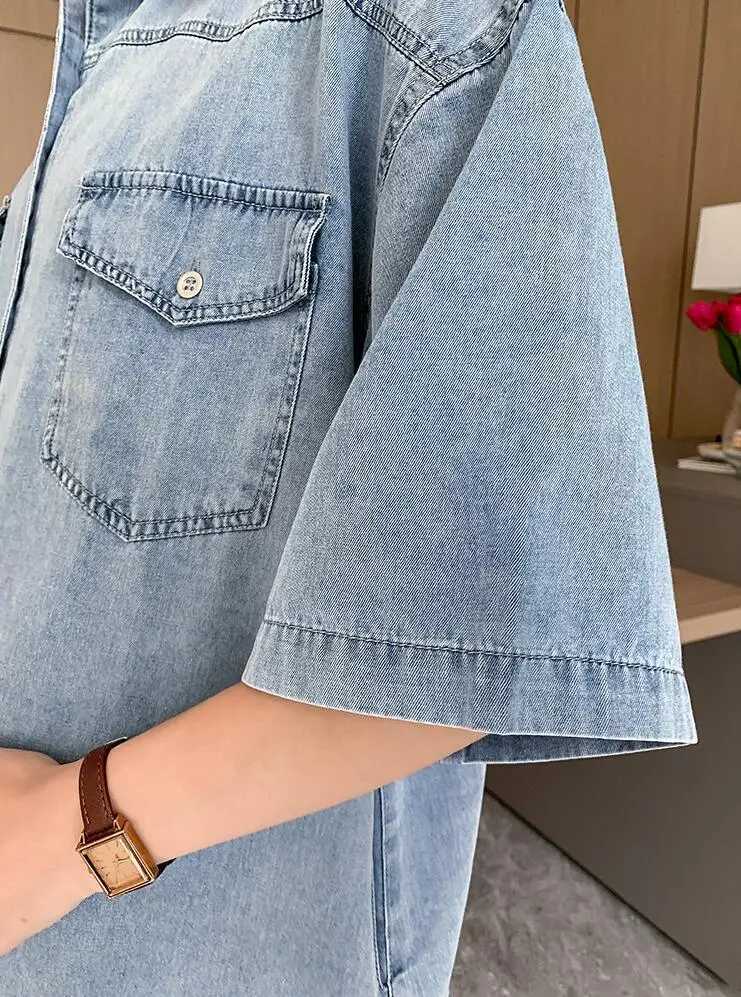 Shirt Styles Denim Maternity Dress Casual Loose Long Blouse For Pregnant Women Pregnancy Denim Midi DressT250311