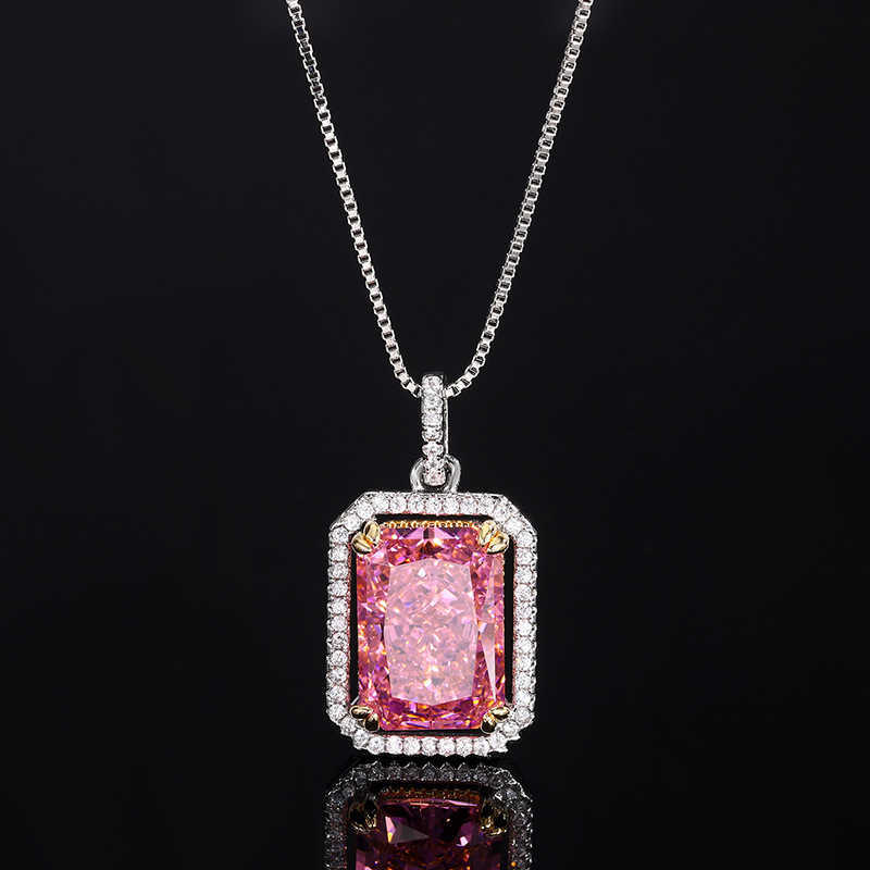 2024 New Zhuangsheng High Carbon Diamond Ice Flower Cutting Deep Pink Diamond Copper Inlaid Fashion Set 10 * 14-10 * 12 W250312