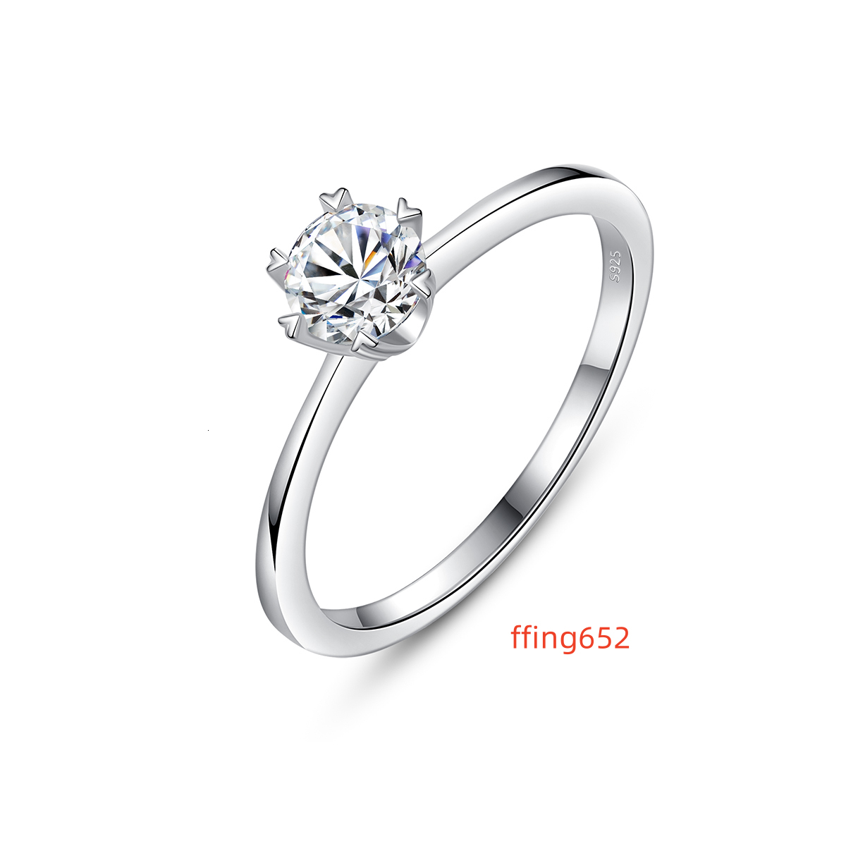 CZCITY New 5.0mm Moissanite Ring S925 Silver Jewelry Sparking Wedding Diamond Ring for Women