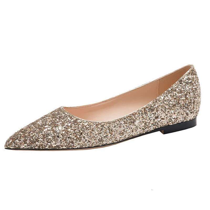 2025 Spring Summer Fashion Women Flats Pointed toe Brand Ladies Bg Shoes Flat Elegant Gold Sier Plus Size 42 D249