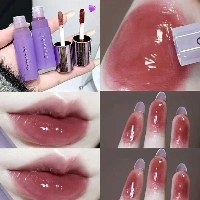 Mini Smoked Punk Dark Purple Brown Lip Gloss Lasting Moisturizing Red Water Light Lipsticks Tint Mirror Gloss Lips Glaze MakeupXJ250312