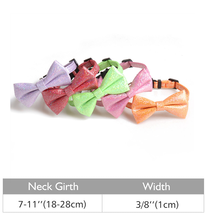 Sparkle Cat Collar, Breakaway Safety Collar with Bell Cat Bow Tie Collar Cute Kitten Collar Multiple Colors Pet Collar Adjustable Safety Quick Release