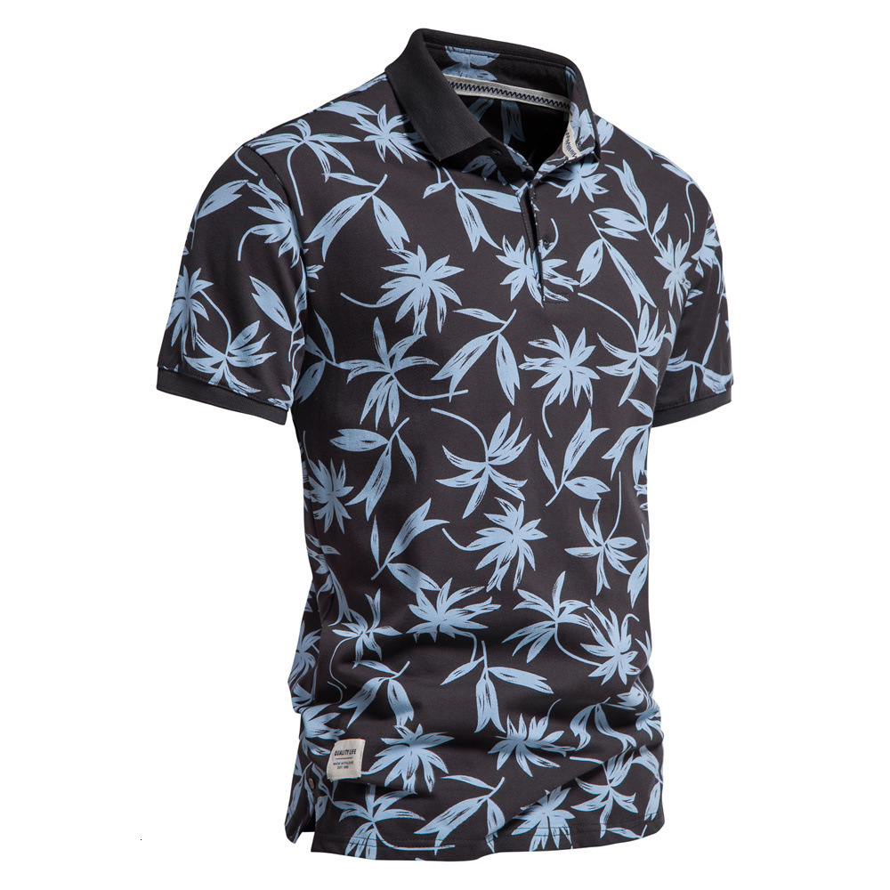 tracksuit 2025 Summer New European Printed Top Men's Short Sleeve Casual Collar Trendy Polo t shirt for Men