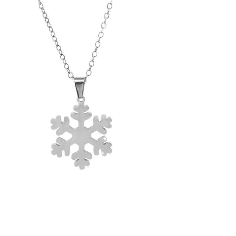 Titanium steel necklace pendant earring set snowflake shaped Christmas ornament stainless steel gift W250312