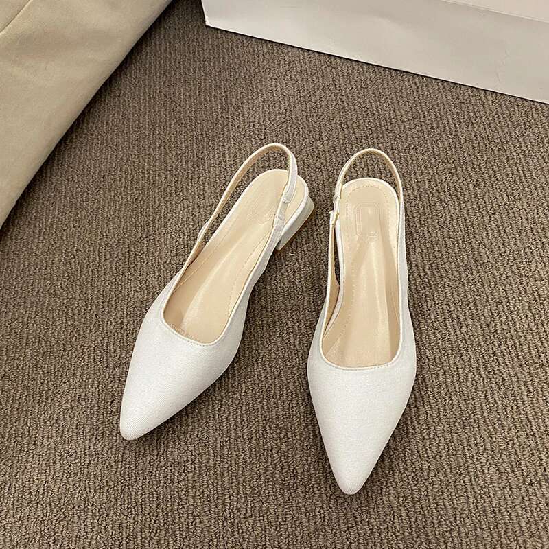 Summer New Sexy Pointed Retro Solid Color High Heels PU Leather Outdoor Banquet Party Women's Sandals Large Size