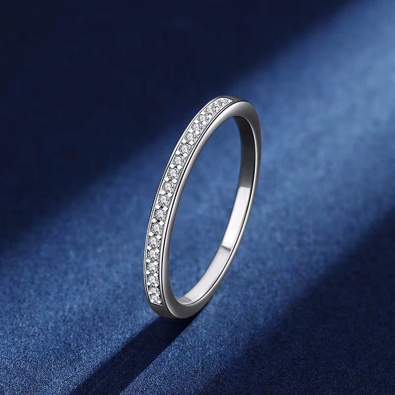 Minimalism D Color VVS Moissanite Diamond Eternity Band Rings for Women Men Solid S925 Sterling Silver for Wedding Jewelry