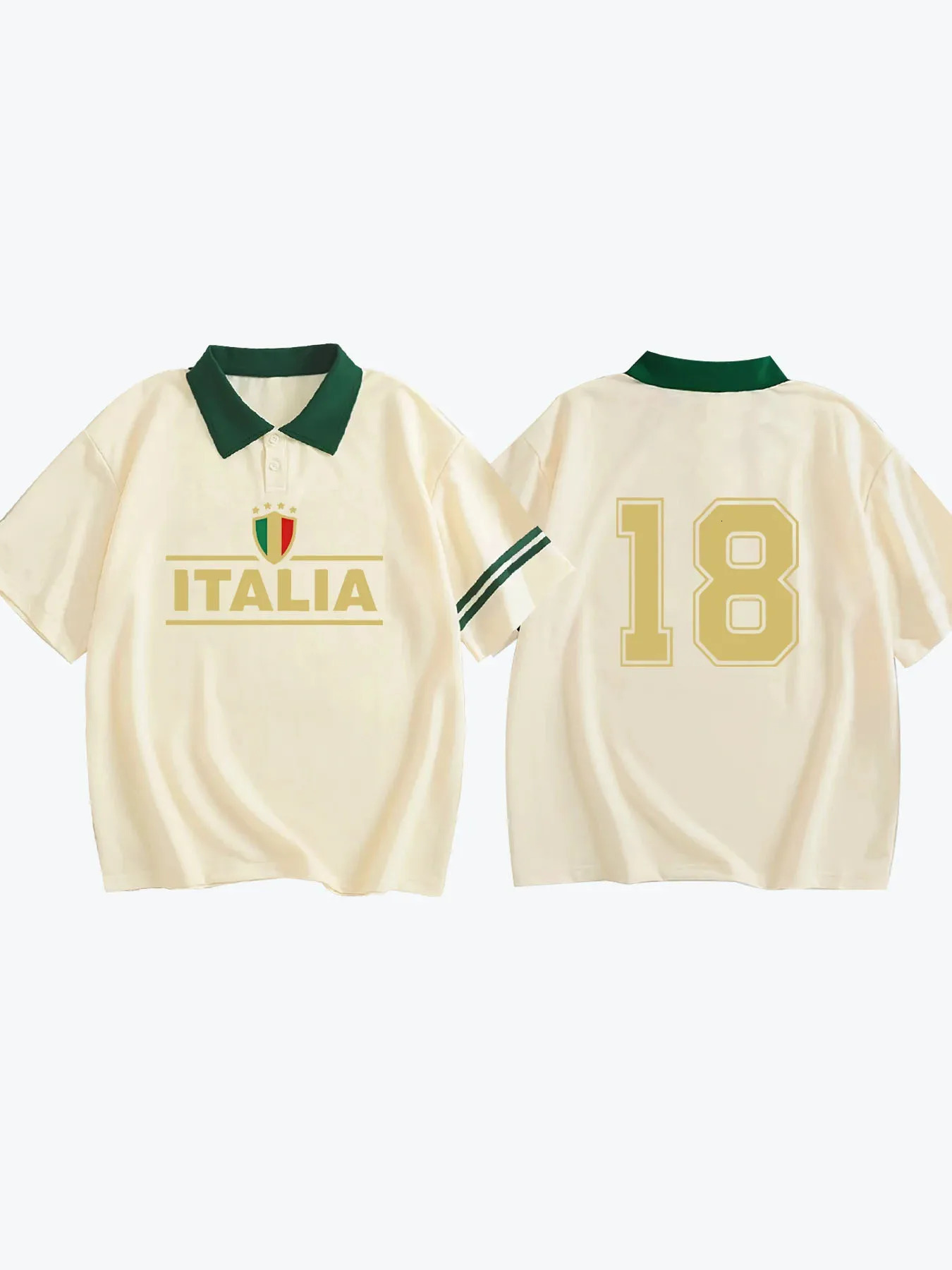 Italy No18 Mens Casual Polo Shirt Summer High Quality Short Sleeve Loose Large Neutral Top 250312