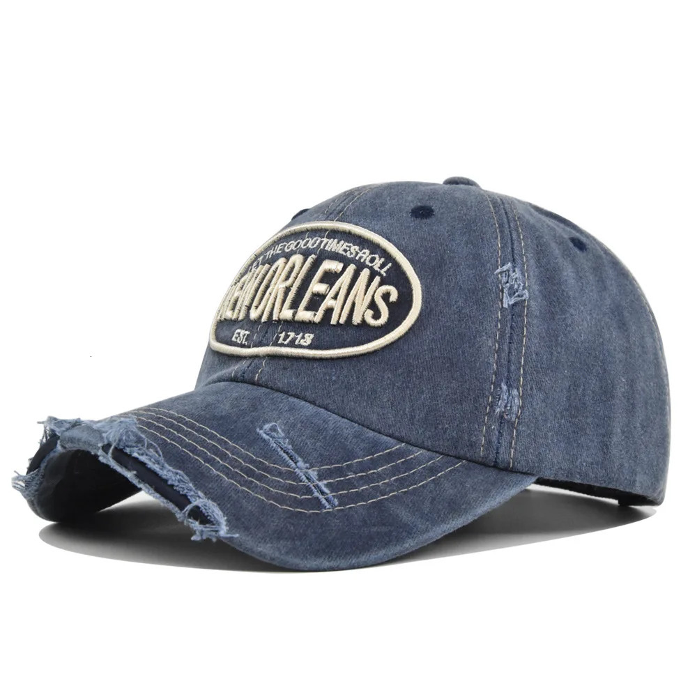 Unisex Washed Cotton Baseball Cap Orleans Embroidered Vintage Hat Men Women Streetwear Outdoor Sports Hats 250311