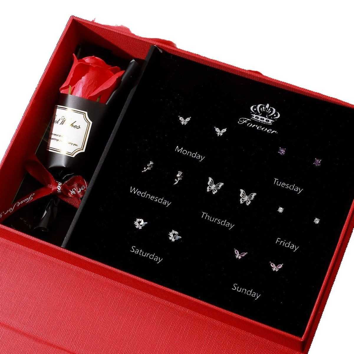 Medical titanium alloy ear hole one week earring set gift box Valentines Day gift for a girls wife and girlfriend W250312