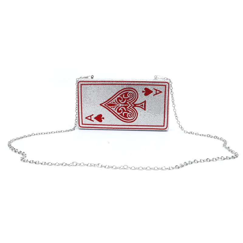 Poker Card Spades Ace Women Crystal Clutch Purse Evening Bag Rhinestone Lady Handbags Crossbody Shoulder Bags For Party 250311