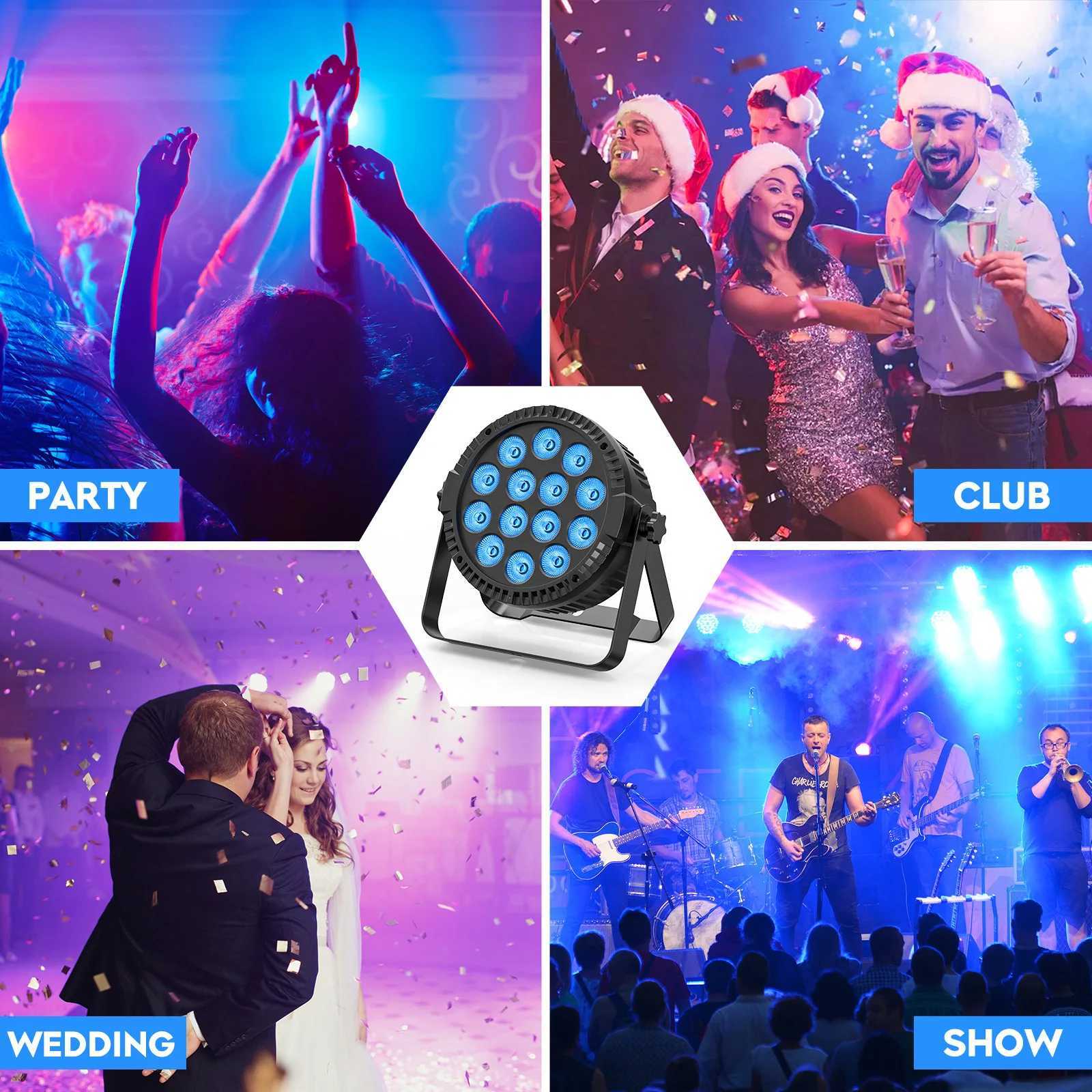 UKing 4PCS 80W Par Light 4in1 RGBW 14 LED Stage Effect Light DMX512 Remote Control Flat Light Used for KTV DJ Disco Bar Stage Light X250312