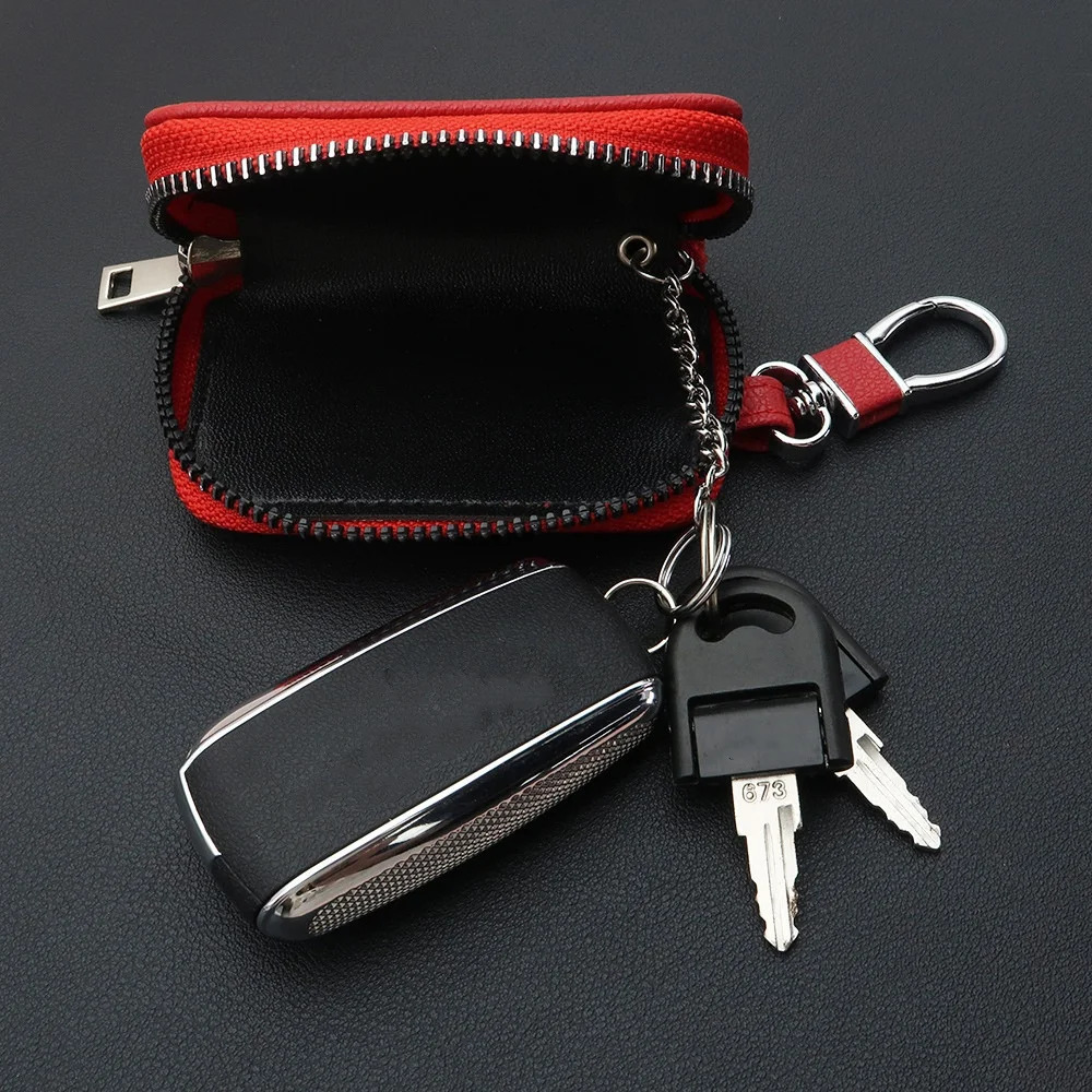 Car Keychain Cover Mens Keyholder Leather Car Key Wallet Butler Key Manager Zipper Key Luggage Neutral Wallet 250311
