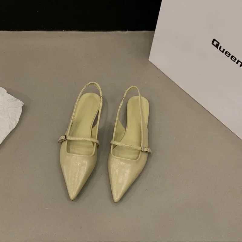 hot Summer Pointed Toe Wen Sandal Fashion Shallow Slip On Ladies Flats Heel Elegant Dress Slingback Shoes Z250311
