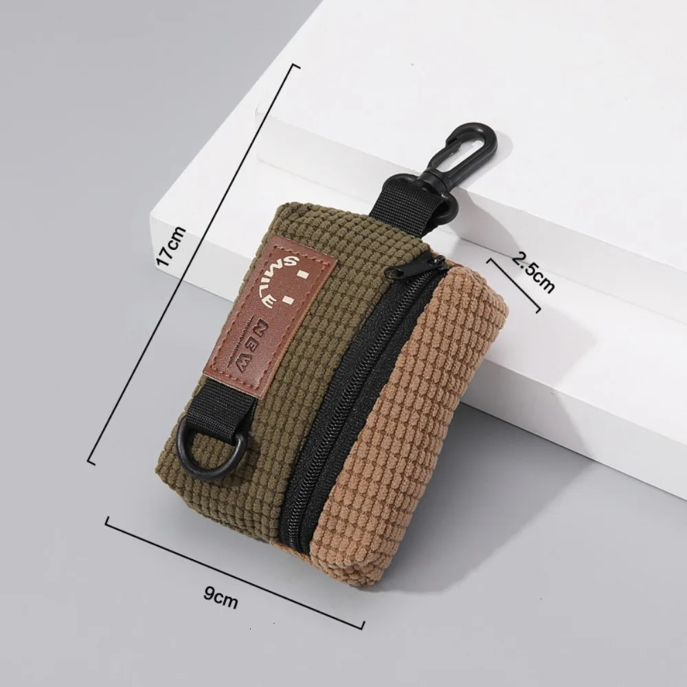 Fashion Corduroy Coin Purse Keychain Mini Key Case Zipper Montage Square Earphone Bag Outdoor Cycling 250311