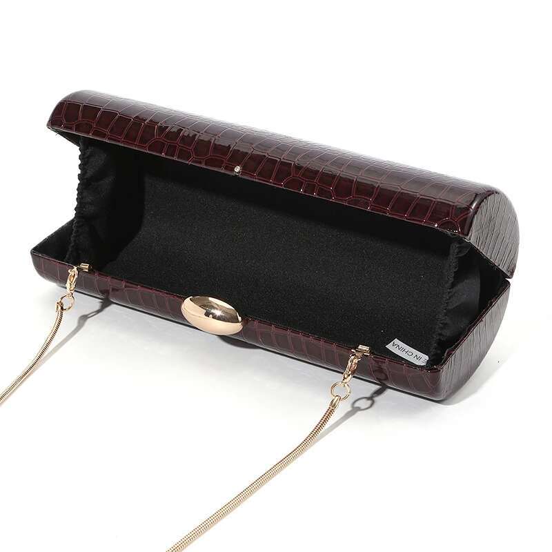 Brand Crocodile Pattern Women's Handbag Brown New Gold Chain Rectangular High-End Designer Shoulder Messenger Bag