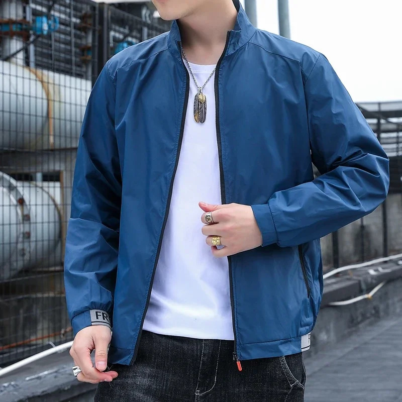Lightweight jacket mens fashion clothing ultrathin casual street Korean stand collar bomber 250312
