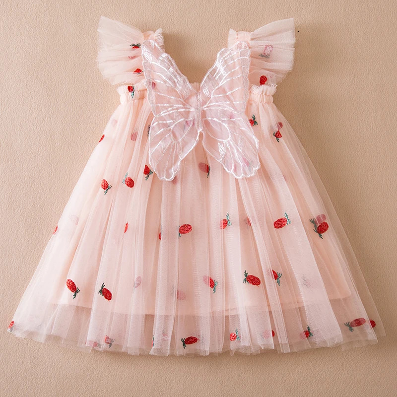 Summer Dress for Girls 1-5Y Baby Backless Ruffles Lace Clothes Toddler Kids Birthday Princess Dress Baby Holiday Casual Vestidos 250311