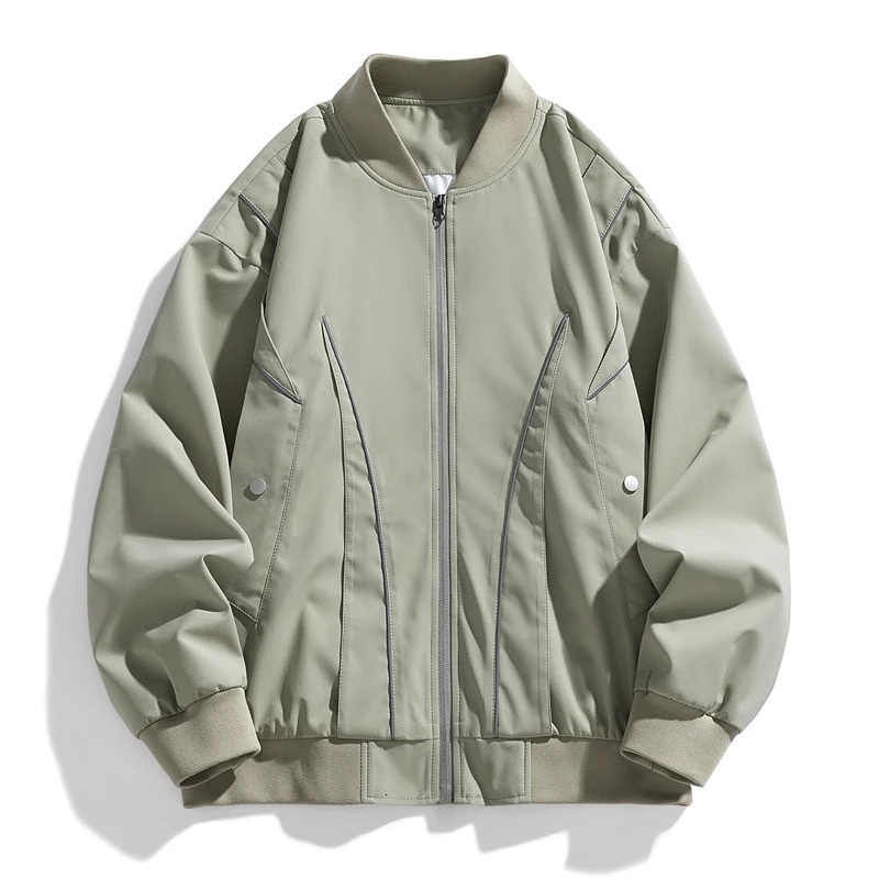 Autumn oversized bomber jacket mens reflective Article Baggy fashionable Korean tight fitting plus size top 250312