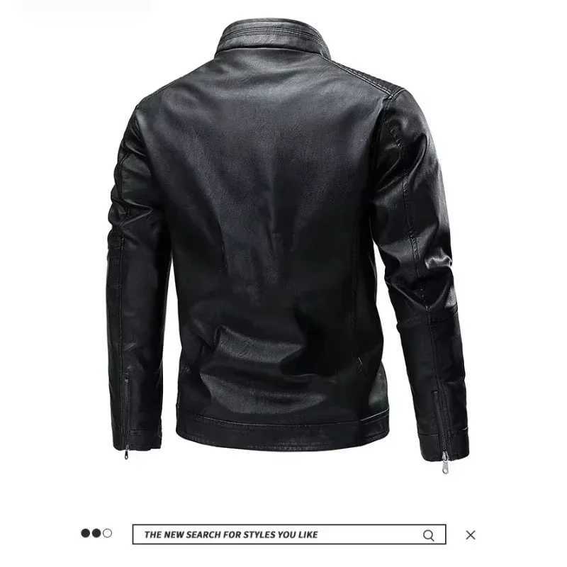 New Spring and Autumn Mens PU Jacket Mens Leisure Motorcycle Stitched Standing Collar Bicycle Warm Wool Lining Mens CoatsT250311