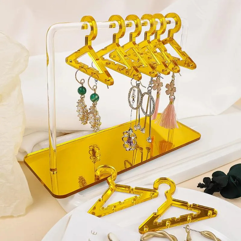 Earring Stand Organizer with 8 Soft Pottery Pouches - Clear Coat Hanger Design