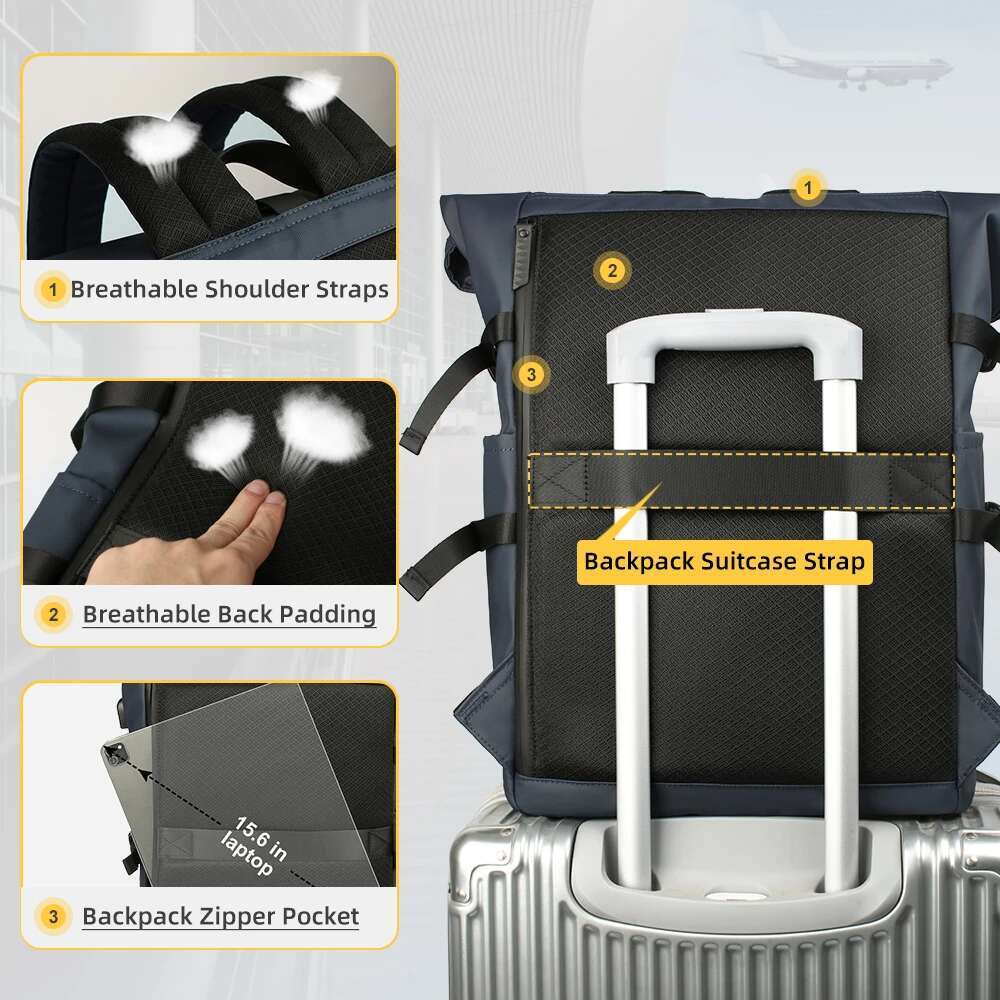 HK Large 15.6 Inch Laptop Men Anti-Theft Travel For Business University Bicycle School Backpack With USB Port