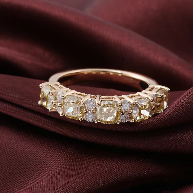 Moissanite Ring 14K Yellow Gold Classic Style Customizable Fine Jewelry Wedding Anniversary Gift
