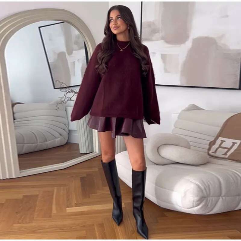Elegant Bury Woolen Overcoat With Belt For Women Sleeve Lapel Loose Long Trench Autumn High Street New Lady Coats